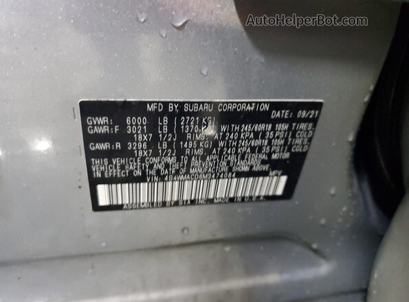 4S4WMACD6M3474084 2021 SUBARU ASCENT Silver VIN sticker view