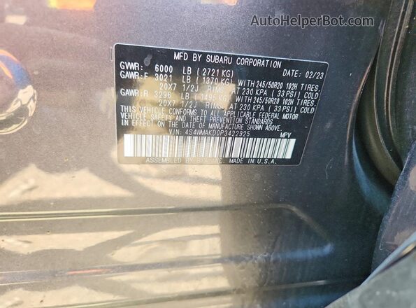 4S4WMAKD0P3422925 2023 SUBARU ASCENT Gray VIN sticker view