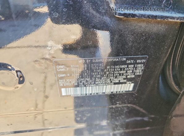 4S4WMALD6M3444289 2021 SUBARU ASCENT Black VIN կոդի պիտակի տեսք