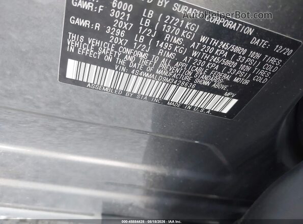 4S4WMALD9M3428636 2021 SUBARU ASCENT Gray Widok komory silnika