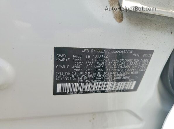4S4WMAPD0L3413872 2020 SUBARU ASCENT White ძრავის განყოფილების ხედი