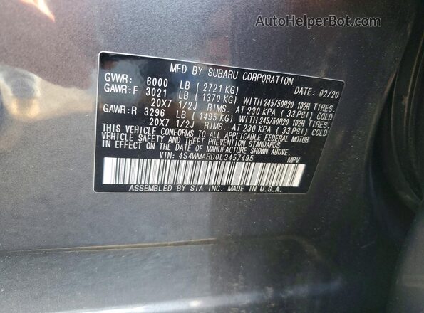4S4WMARD0L3457495 2020 SUBARU ASCENT Gray 360 interior view