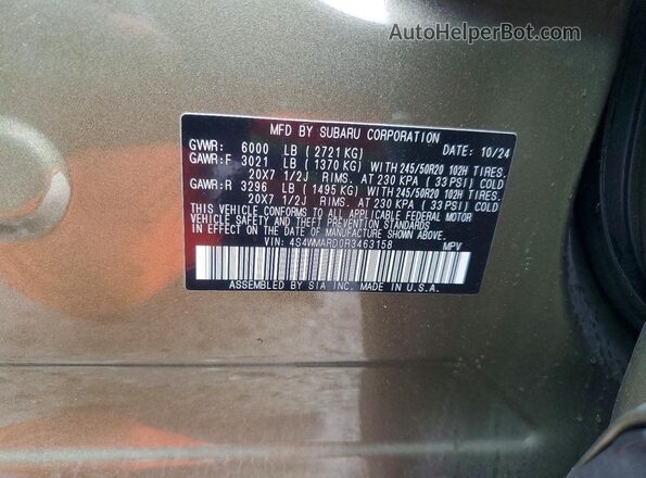 4S4WMARD0R3463158 2024 SUBARU ASCENT Green Vista del compartimento del motor