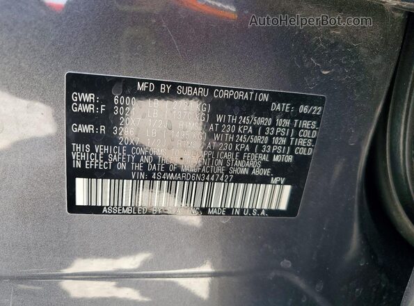 4S4WMARD6N3447427 2022 SUBARU ASCENT Серый Панорамный вид салона 360°