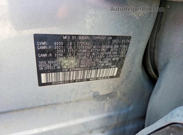 4S4WMASD3R3418161 2024 SUBARU ASCENT Silver ძრავის განყოფილების ხედი