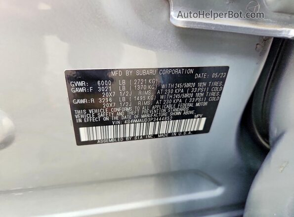 4S4WMAUD3P3444852 2023 SUBARU ASCENT Silver VIN կոդի պիտակի տեսք