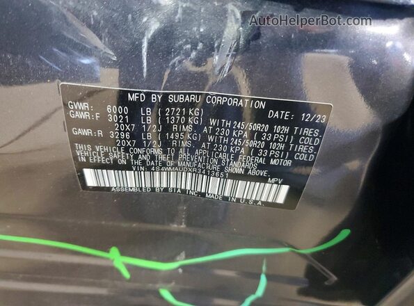 4S4WMAUDXR3413651 2024 SUBARU ASCENT Gray Շարժիչի բաժամունքի տեսք