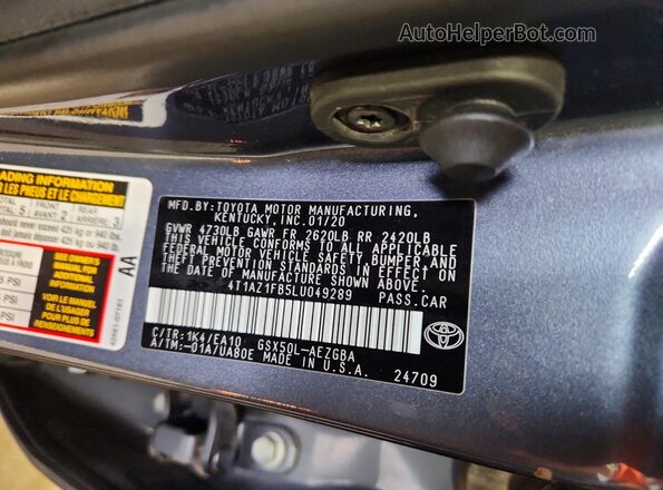 4T1AZ1FB5LU049289 2020 TOYOTA AVALON Blue Widok komory silnika