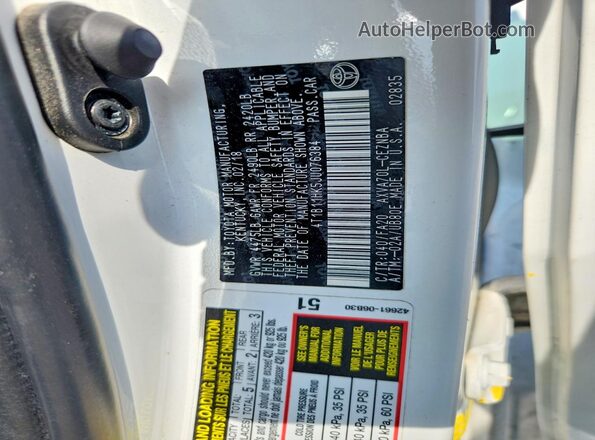 4T1B11HK5JU076384 2018 TOYOTA CAMRY White Widok naklejki z numerem VIN
