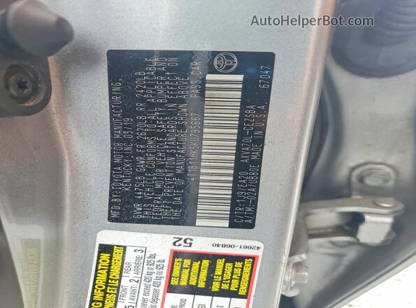 4T1B11HK5KU795667 2019 TOYOTA CAMRY Silver Widok komory silnika