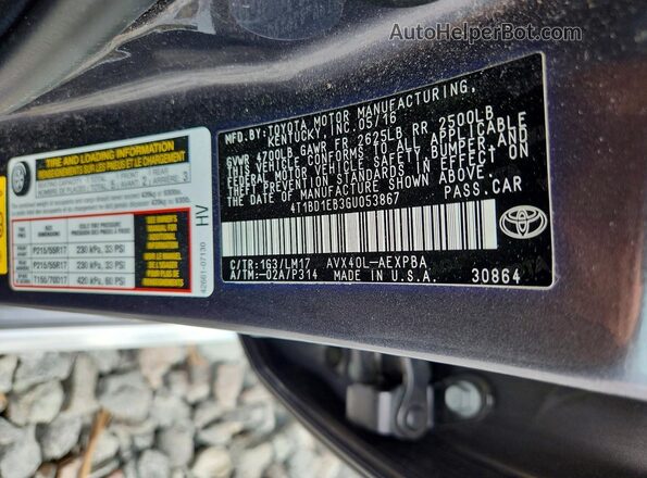 4T1BD1EB3GU053867 2016 TOYOTA AVALON Black Widok komory silnika