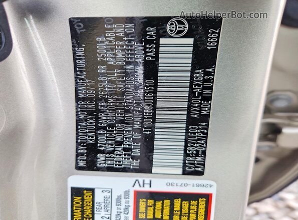 4T1BD1EB3JU061510 2018 TOYOTA AVALON Бежевый Вид подкапотного пространства