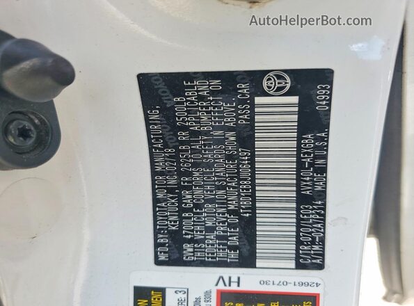 4T1BD1EB8JU064497 2018 TOYOTA AVALON White Vista del compartimento del motor