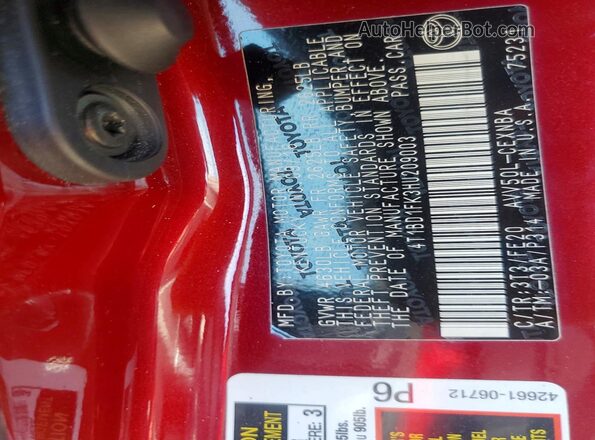 4T1BD1FK3HU209003 2017 TOYOTA CAMRY Maroon Widok komory silnika