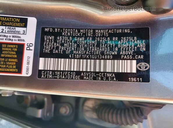 4T1BF1FK1GU134889 2016 TOYOTA CAMRY Gray Engine compartment view