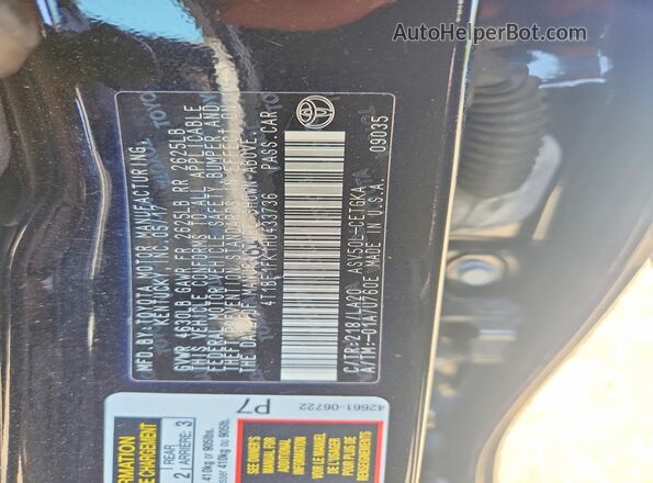 4T1BF1FK1HU433736 2017 TOYOTA CAMRY Black Շարժիչի բաժամունքի տեսք
