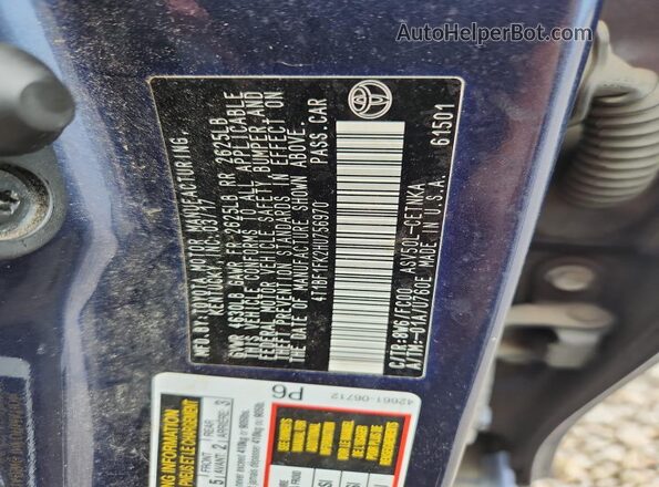 4T1BF1FK2HU756970 2017 TOYOTA CAMRY Blue Շարժիչի բաժամունքի տեսք