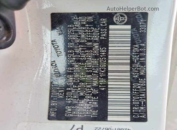 4T1BF1FK3GU251485 2016 TOYOTA CAMRY White Vista del compartimento del motor
