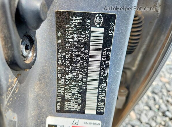 4T1BF1FK4GU237868 2016 TOYOTA CAMRY Серебряный Вид подкапотного пространства