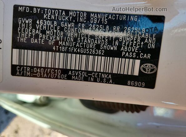 4T1BF1FK4GU526362 2016 TOYOTA CAMRY Белый Вид подкапотного пространства