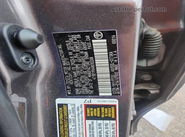 4T1BF1FK4HU763306 2017 TOYOTA CAMRY Gray Vista de la etiqueta del VIN