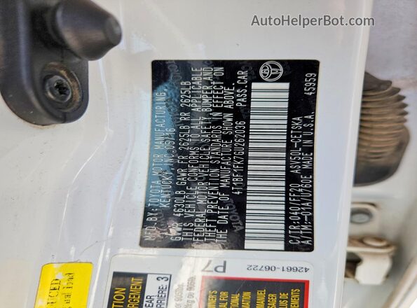 4T1BF1FK7GU262036 2016 TOYOTA CAMRY Белый Вид подкапотного пространства