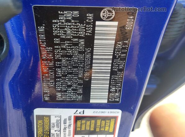 4T1BF1FK7GU596745 2016 TOYOTA CAMRY Blue Engine compartment view