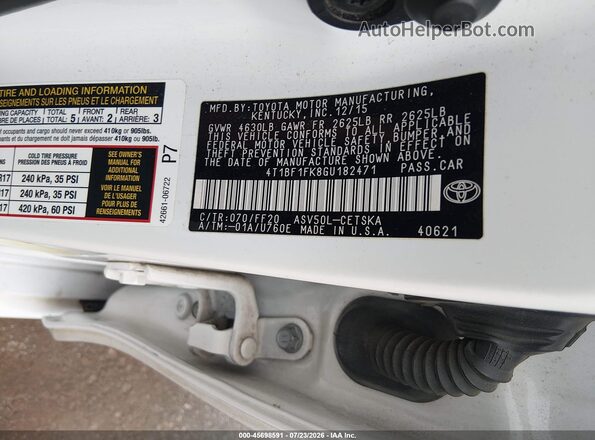 4T1BF1FK8GU182471 2016 TOYOTA CAMRY White ძრავის განყოფილების ხედი
