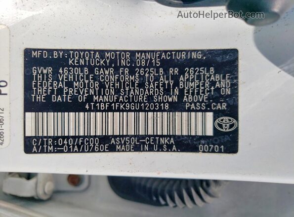 4T1BF1FK9GU120318 2016 TOYOTA CAMRY Белый Вид подкапотного пространства