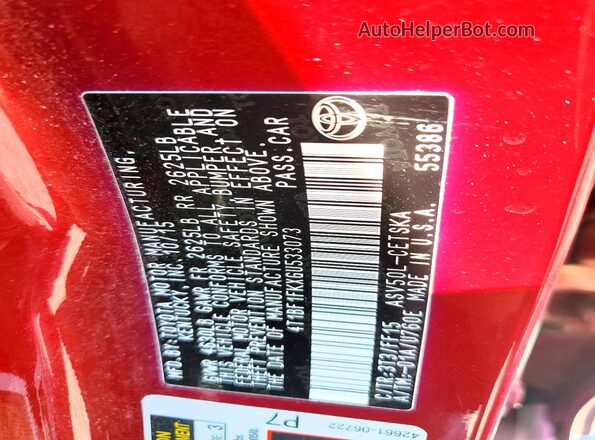 4T1BF1FKXGU533073 2016 TOYOTA CAMRY Maroon Widok komory silnika