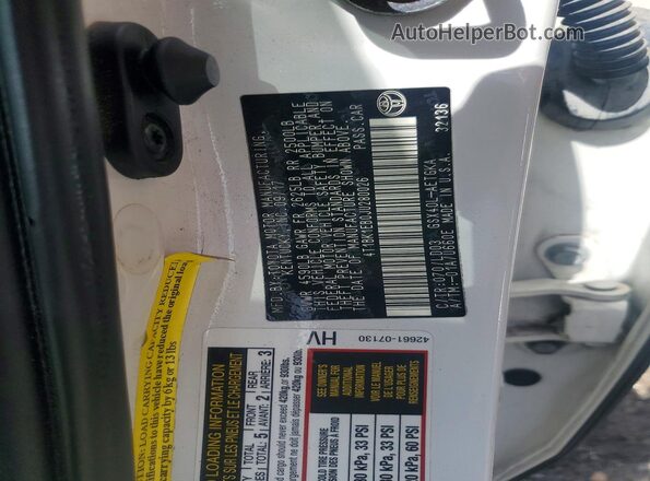 4T1BK1EB0JU280026 2018 TOYOTA AVALON White Widok naklejki z numerem VIN