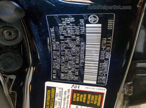 4T1BK1EB2JU286278 2018 TOYOTA AVALON Black Engine compartment view
