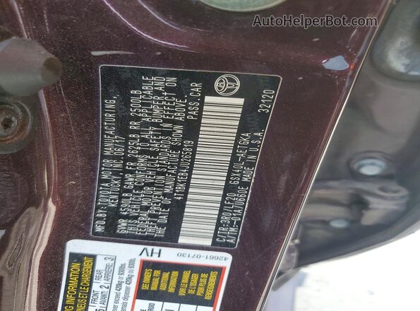 4T1BK1EB4JU265819 2018 TOYOTA AVALON Burgundy Vista del compartimento del motor