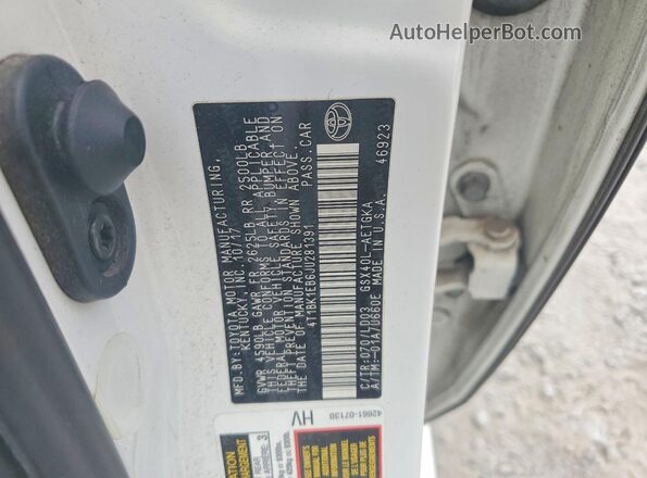 4T1BK1EB6JU281391 2018 TOYOTA AVALON White Widok komory silnika