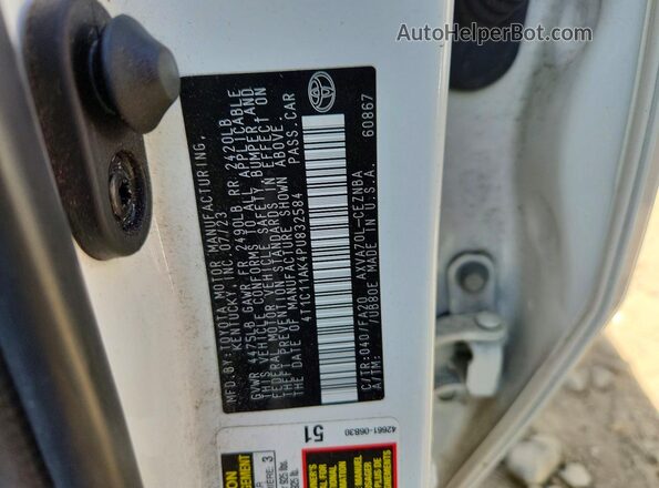 4T1C11AK4PU832584 2023 TOYOTA CAMRY White Widok komory silnika
