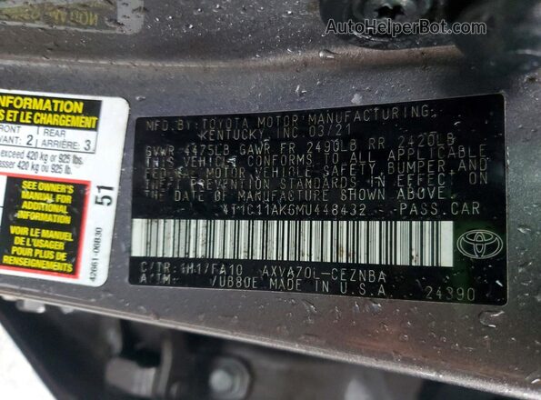 4T1C11AK6MU448432 2021 TOYOTA CAMRY Серебряный Вид подкапотного пространства