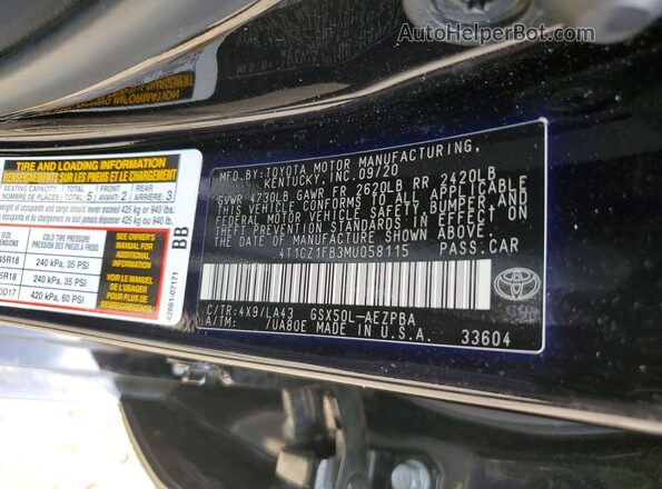 4T1CZ1FB3MU058115 2021 TOYOTA AVALON Black Widok wnętrza 360 stopni