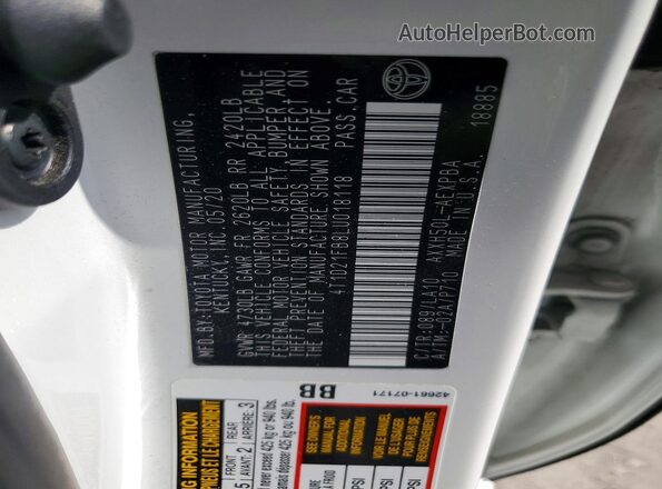 4T1D21FB8LU018118 2020 TOYOTA AVALON White Widok komory silnika
