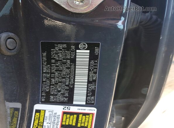 4T1DAACK0SU006647 2025 TOYOTA CAMRY Gray VIN կոդի պիտակի տեսք