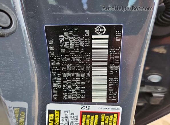 4T1DAACK0SU148769 2025 TOYOTA CAMRY Gray Engine compartment view