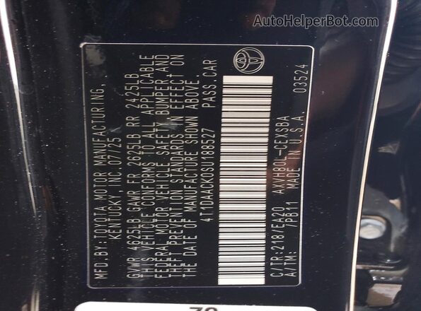 4T1DAACK0SU188527 2025 TOYOTA CAMRY Black Շարժիչի բաժամունքի տեսք