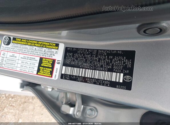 4T1DAACK0TU698930 2026 TOYOTA CAMRY Silver Vista del compartimento del motor