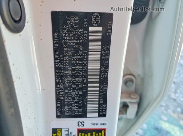 4T1DAACK1SU004471 2025 TOYOTA CAMRY White Widok komory silnika