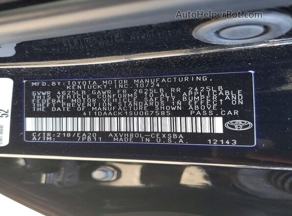 4T1DAACK1SU067585 2025 TOYOTA CAMRY Black ძრავის განყოფილების ხედი