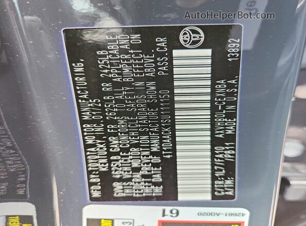 4T1DAACK1SU111150 2025 TOYOTA CAMRY Charcoal Widok komory silnika