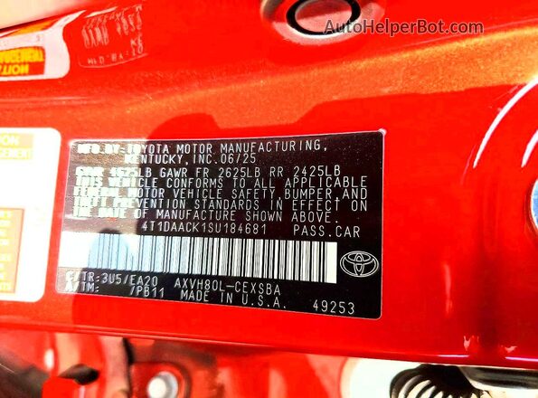 4T1DAACK1SU184681 2025 TOYOTA CAMRY Red 