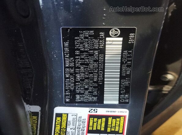 4T1DAACK1SU510950 2025 TOYOTA CAMRY Gray Շարժիչի բաժամունքի տեսք