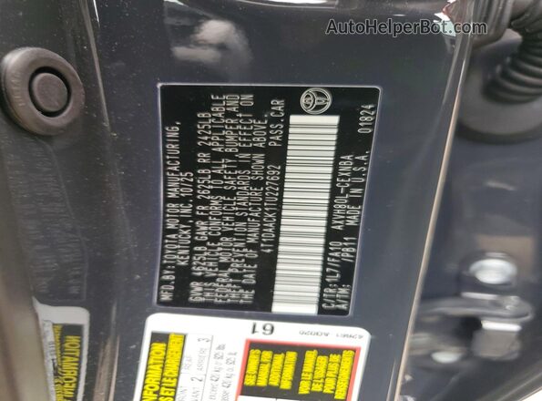 4T1DAACK1TU227692 2026 TOYOTA CAMRY Gray Вид підкапотного простору