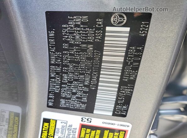 4T1DAACK1TU304027 2026 TOYOTA CAMRY Silver Engine compartment view