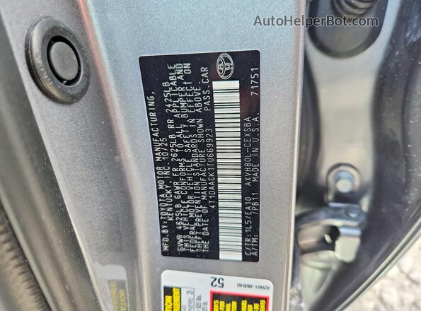 4T1DAACK1TU669923 2026 TOYOTA CAMRY Gray Vista del compartimento del motor